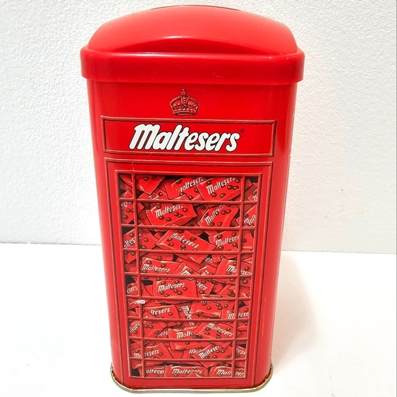 Vintage Maltesers Chocolates Red Metal Coin Bank - Picture 3 of 14